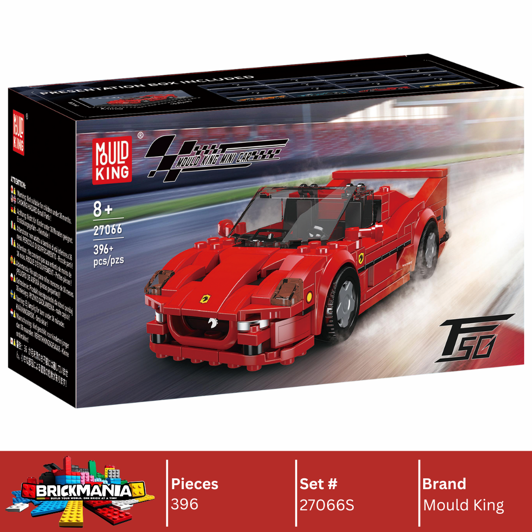 Mould King 27087 - Set Auto Sportiva In Mattoncini Con Vetrina Acrilica - 416 Pezzi - Modello Da Collezione - Regalo Per Bambini 8+ E Adulti
