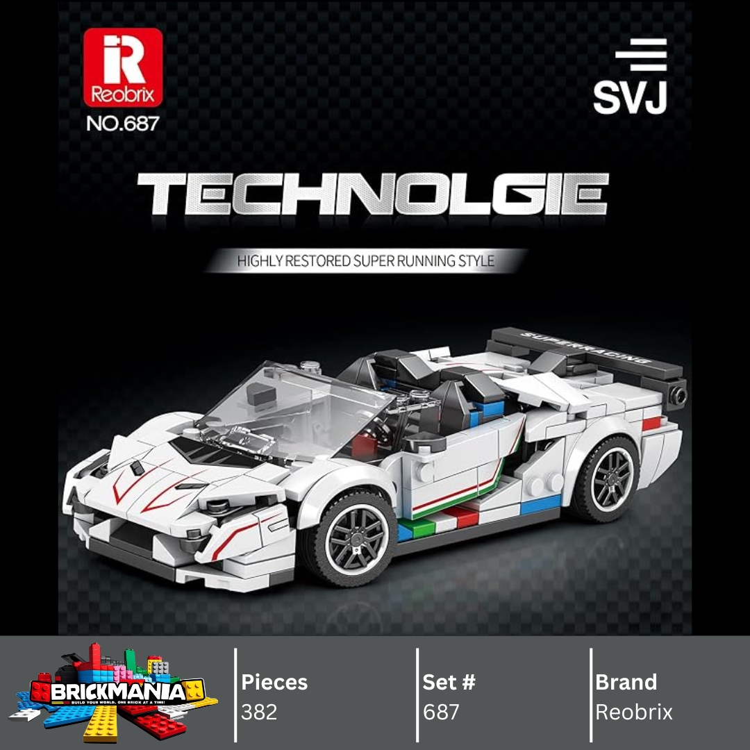Reobrix 687 Lamborghini Aventador SVJ Building Toy Set | 382 PCS