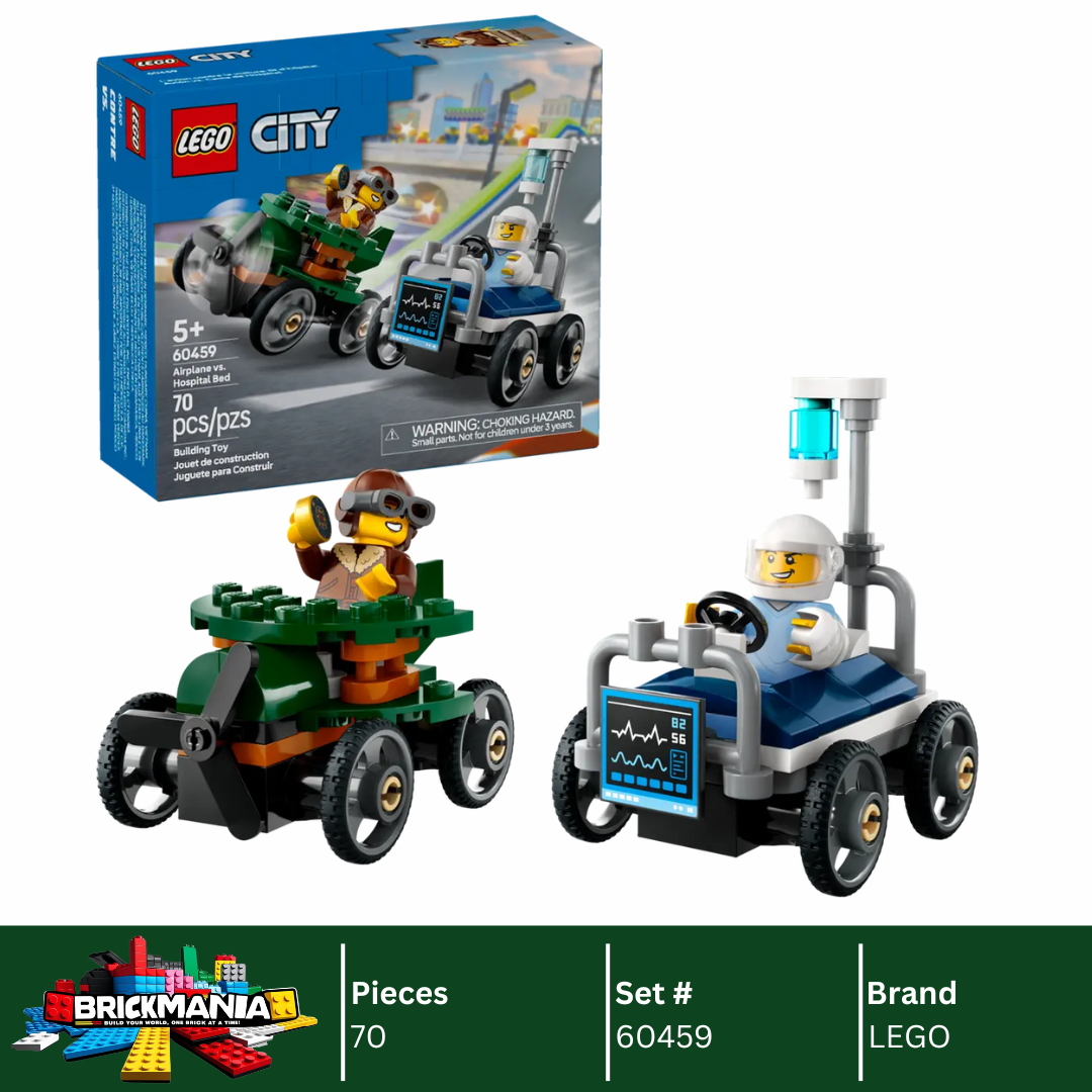 LEGO 60459 Airplane vs. Hospital Bed Race Car Pack | 70 PCS