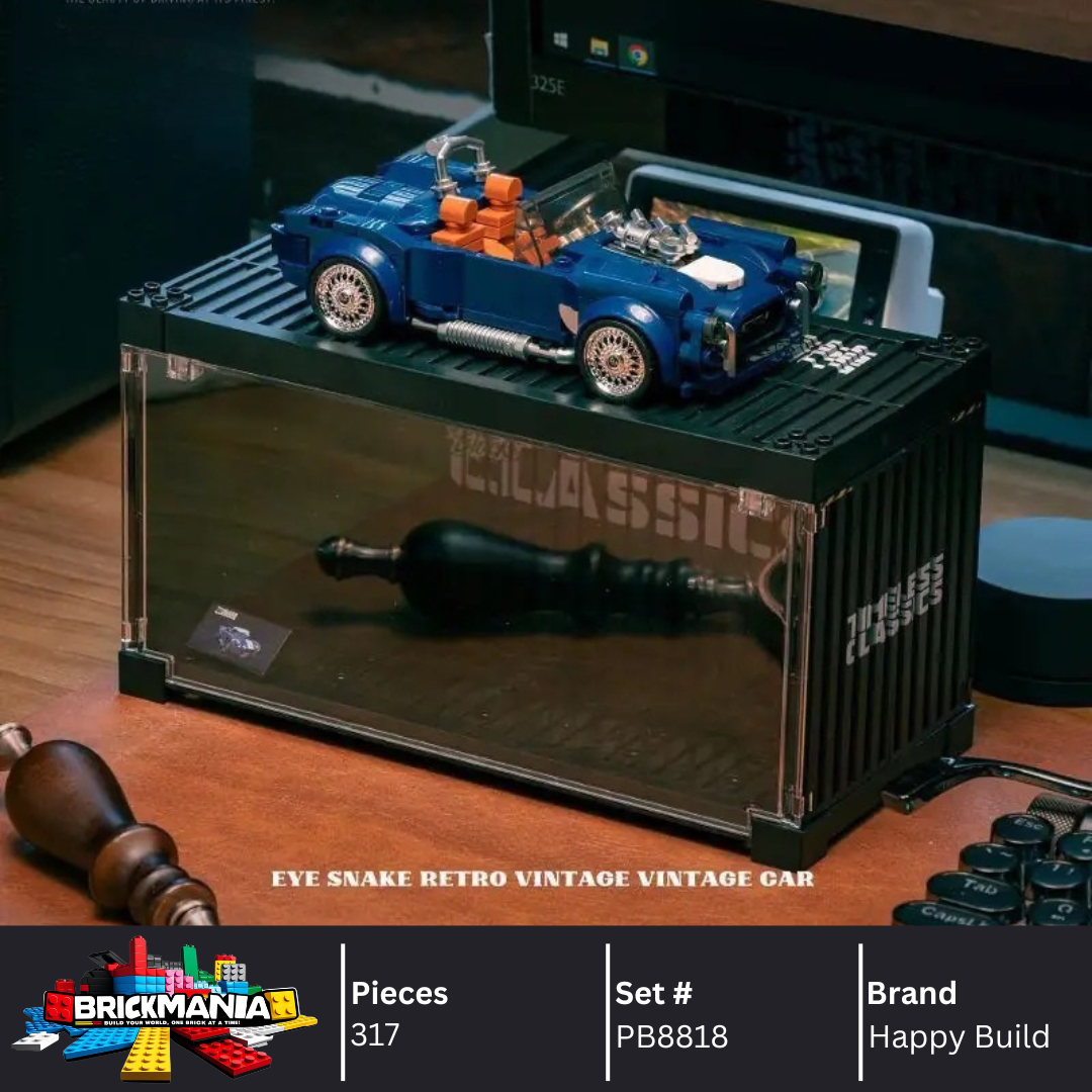 Happy Build PB8818 Shelby Cobra Building Toy Set | 317 PCS | Buildable Car with Display Container