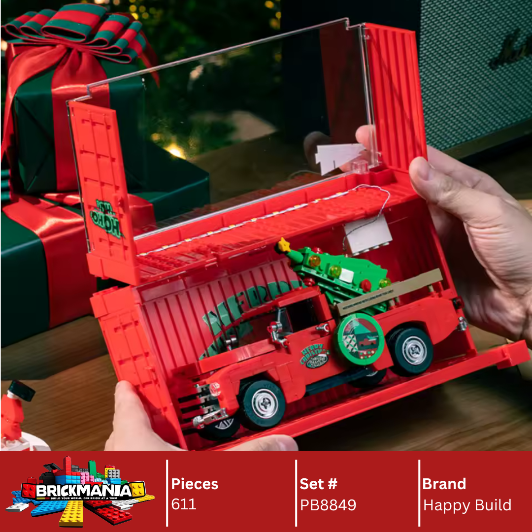 Happy Build PB8849 Christmas Truck Building Toy Set | 611 PCS | Buildable Car with Display Container