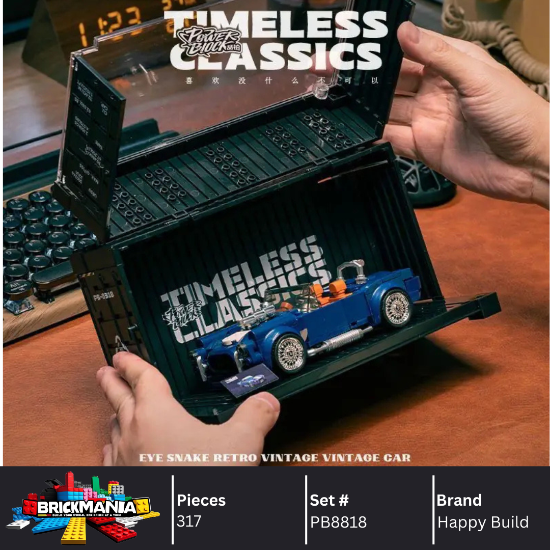 Happy Build PB8818 Shelby Cobra Building Toy Set | 317 PCS | Buildable Car with Display Container
