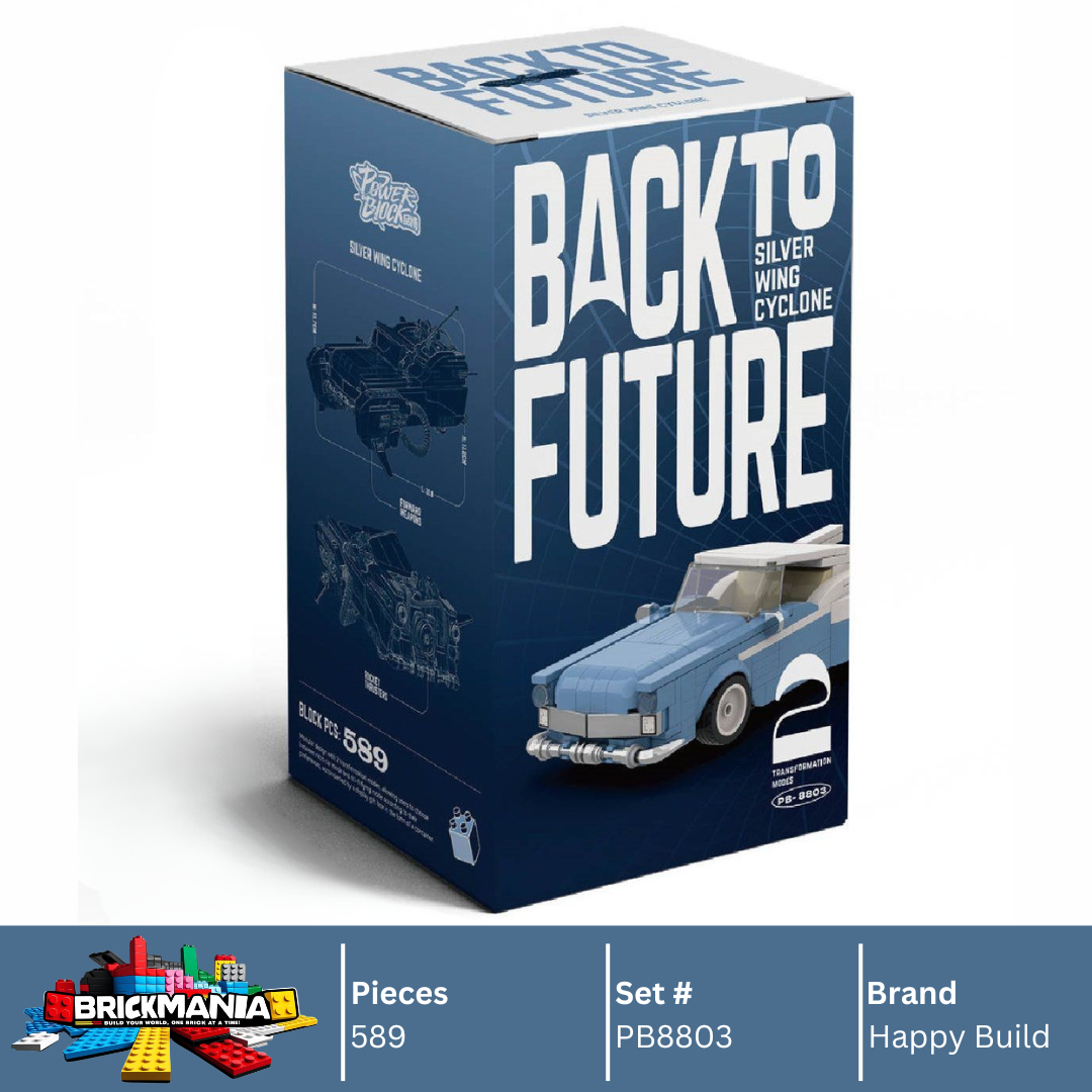 Happy Build PB8803 Silver Wing Cyclone Building Toy Set | 589 PCS | Buildable Sports Car with Display Container