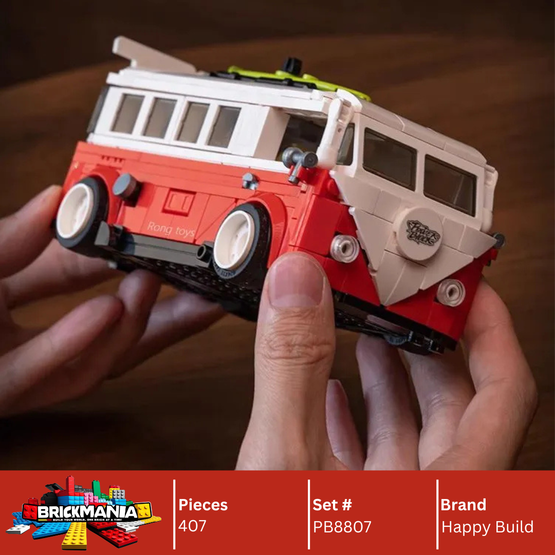 Happy Build PB8807 T1 Campervan Building Toy Set | 407 PCS | Buildable Car with Display Container