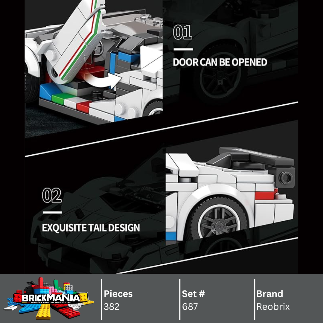 Reobrix 687 Lamborghini Aventador SVJ Building Toy Set | 382 PCS