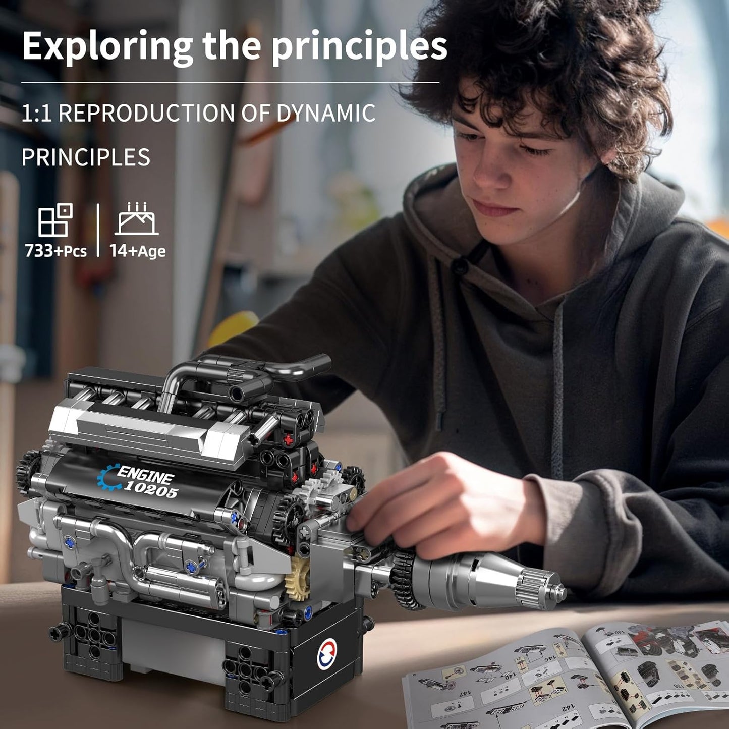 Mould King 10205 Motorised British Luxury V12 Engine Building Toy Set | 733 PCS