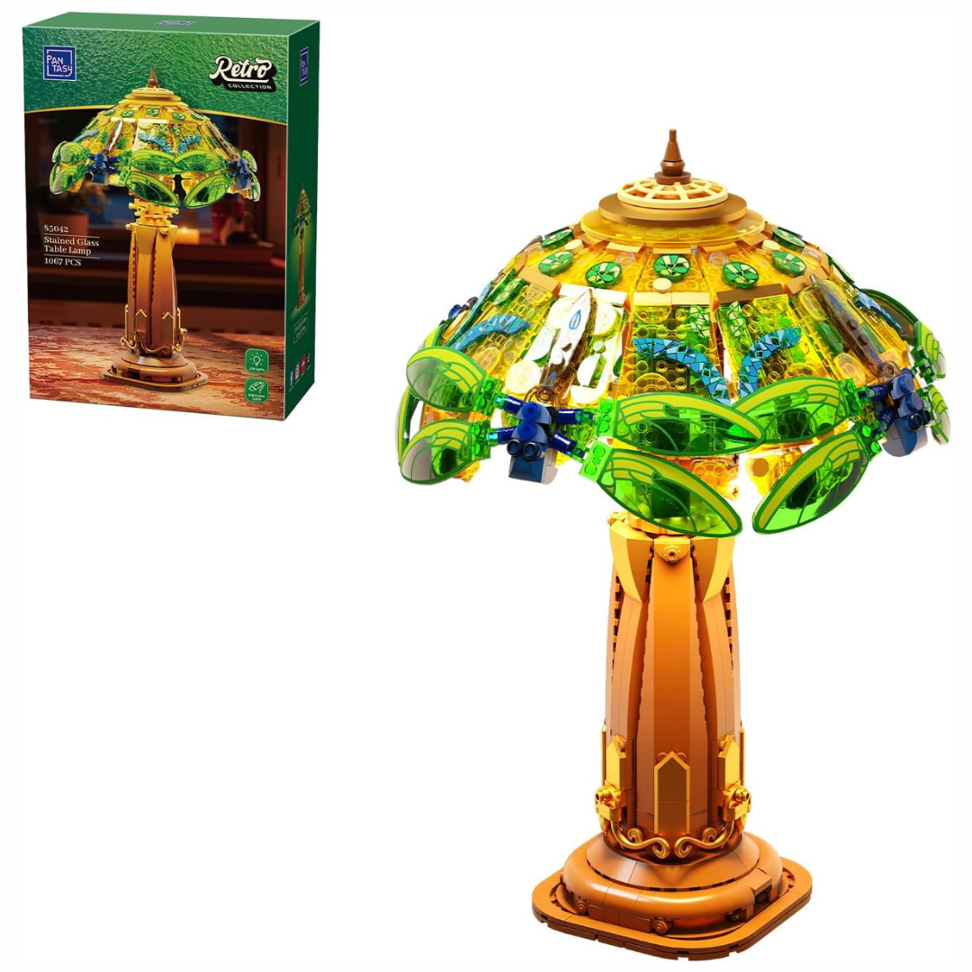 Pantasy 85042 Retro Collection Stained Glass Table Lamp Building