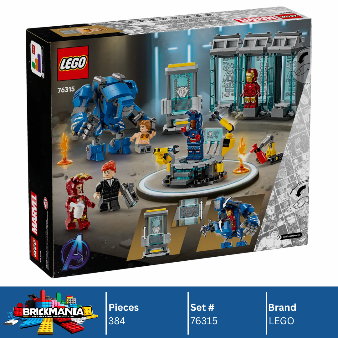 LEGO 76315 Marvel Iron Man's Laboratory: Hall of Armor | 384 PCS