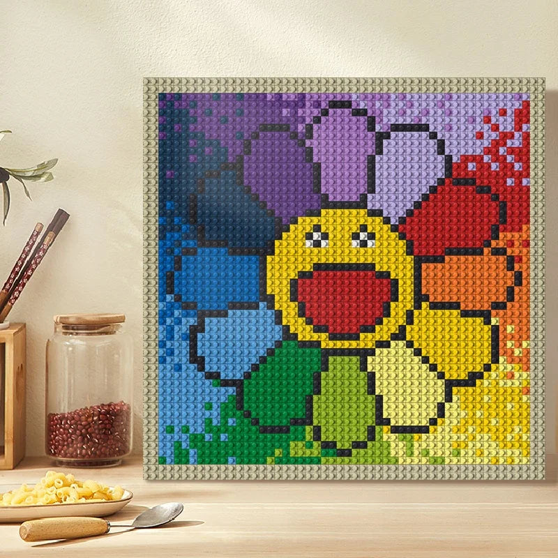 N0144 Rainbow Flower Mosaic Wall Art | 2304 PCS