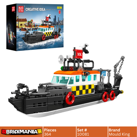 Mould King 10081 British Multi-functional Rescue Boat Building Toy Set | 364 PCS