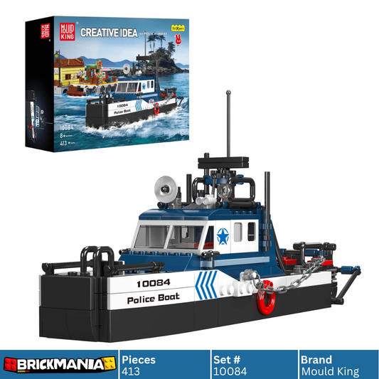 Mould King 10084 Police Boat Building Toy Set | 413 PCS