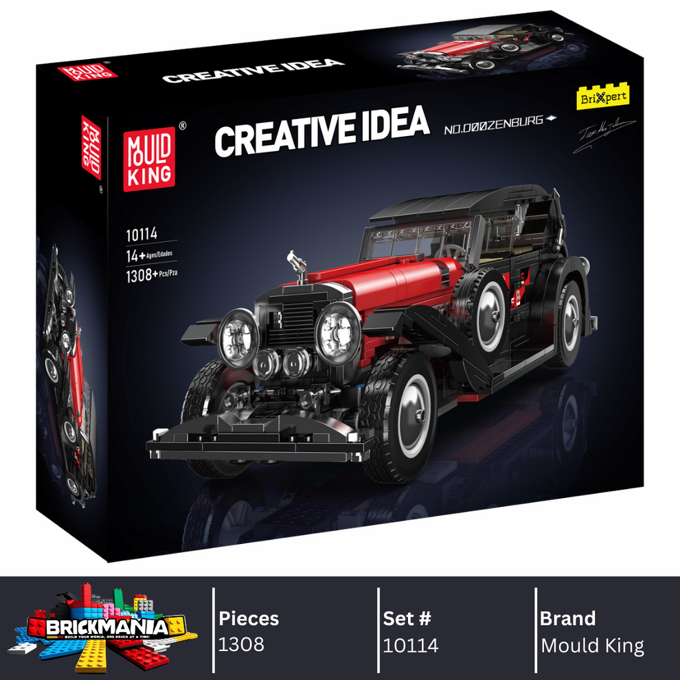 Mould King 10114 Vintage Convertible Car Model Building Toy Set | 1308 ...