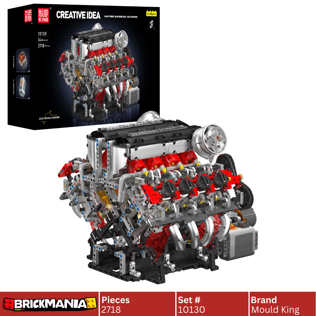 Mould King 10130 Ferrari 488 Motorised V8 Engine Building Toy Set | 2718 PCS