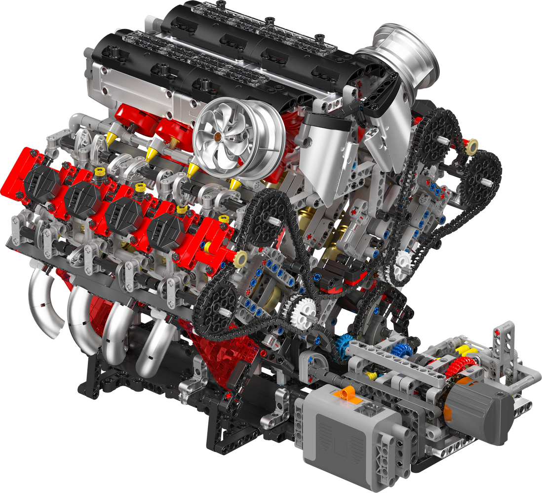 Mould King 10130 Ferrari 488 Motorised V8 Engine Building Toy Set | 2718 PCS
