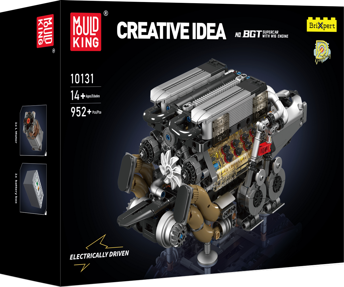 Mould King 10131 Motorized Bugatti W16 Engine Building Toy Set | 952 PCS