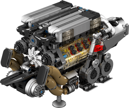 Mould King 10131 Motorized Bugatti W16 Engine Building Toy Set | 952 PCS