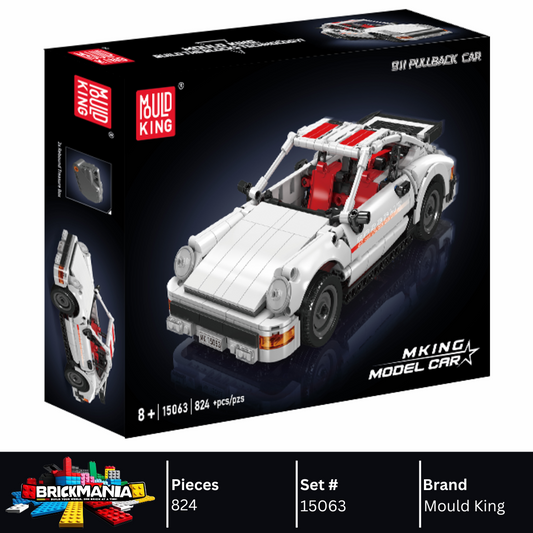 Mould King 15063 911 Pull-Back Sports Car Building Toy Set | 824 PCS