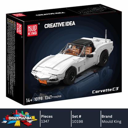 Mould King 10198 Wheels Corvette C3 Car Model Building Toy Set | 1347 PCS