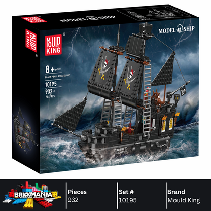 Mould King 10195 Ship Black Pearl Pirate Ship Building Toy Set | 932 PCS