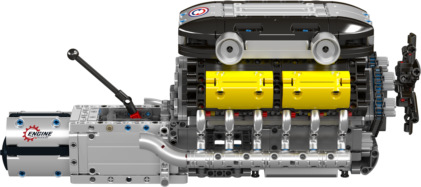 Mould King 10202 Motorized Lamborghini V12 engine & gearbox Building Toy Set | 1260 PCS
