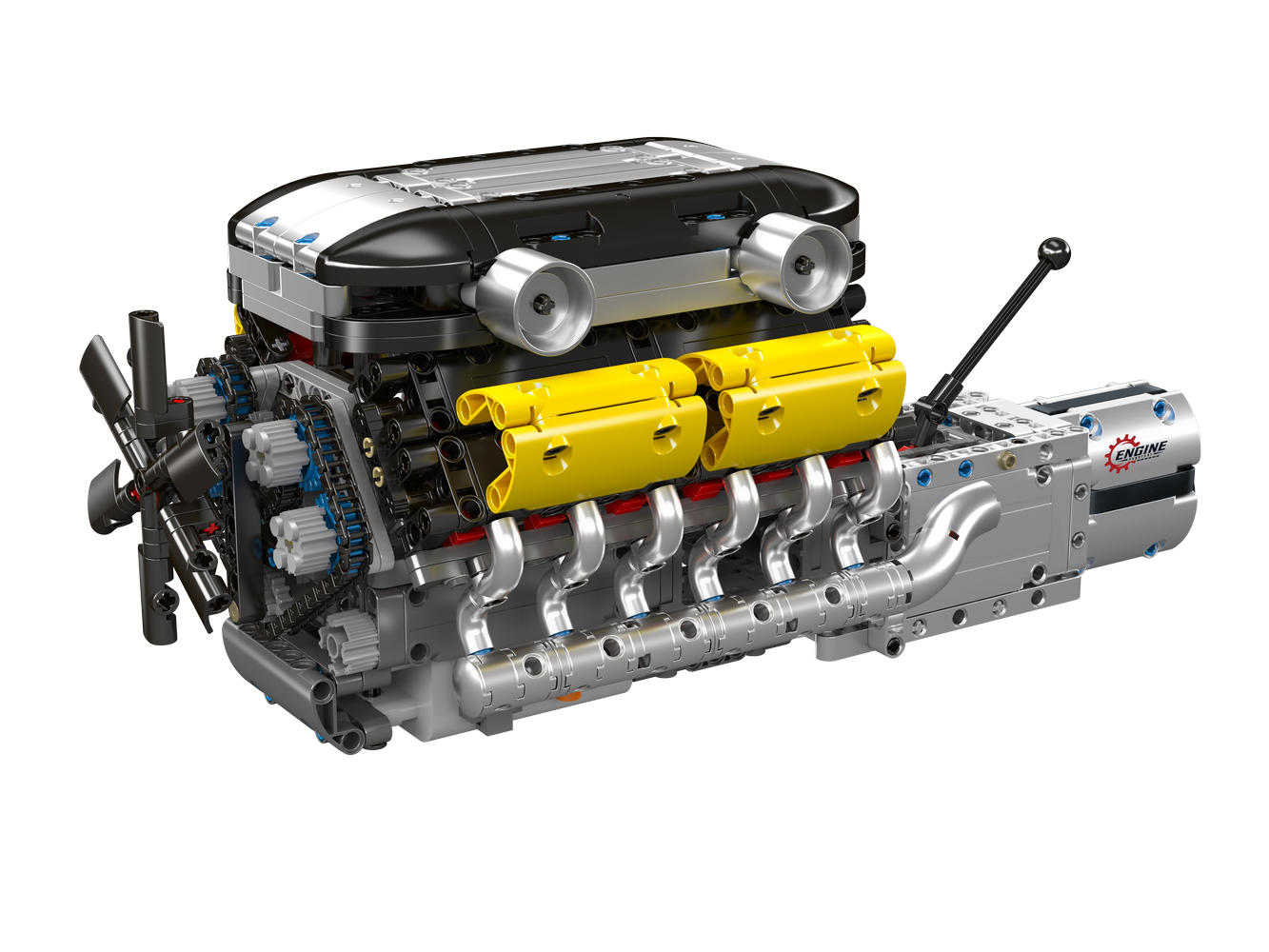Mould King 10202 Motorized Lamborghini V12 engine & gearbox Building Toy Set | 1260 PCS