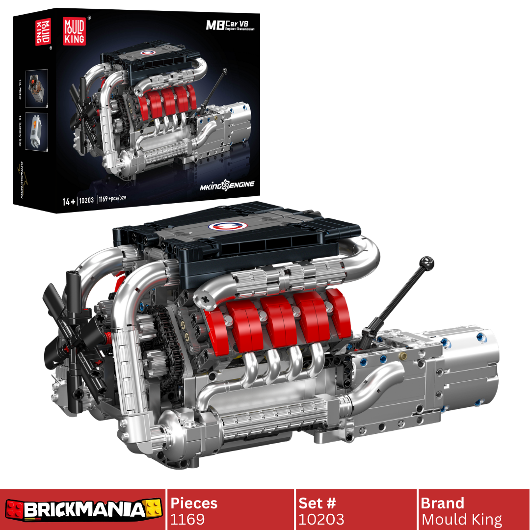Mould King 10203 Motorized BMW M3 E92 V8 engine & gearbox Building Toy Set | 1169 PCS