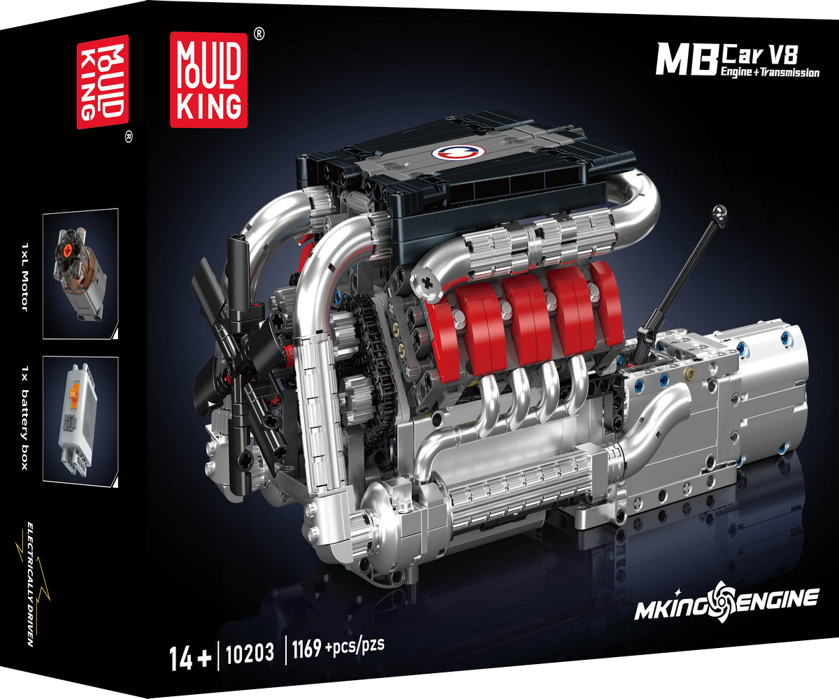 Mould King 10203 Motorized BMW M3 E92 V8 engine & gearbox Building Toy Set | 1169 PCS