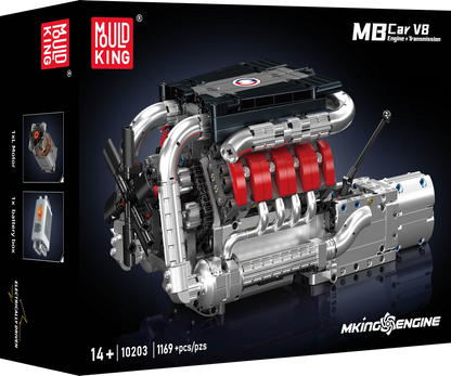 Mould King 10203 Motorized BMW M3 E92 V8 engine & gearbox Building Toy Set | 1169 PCS