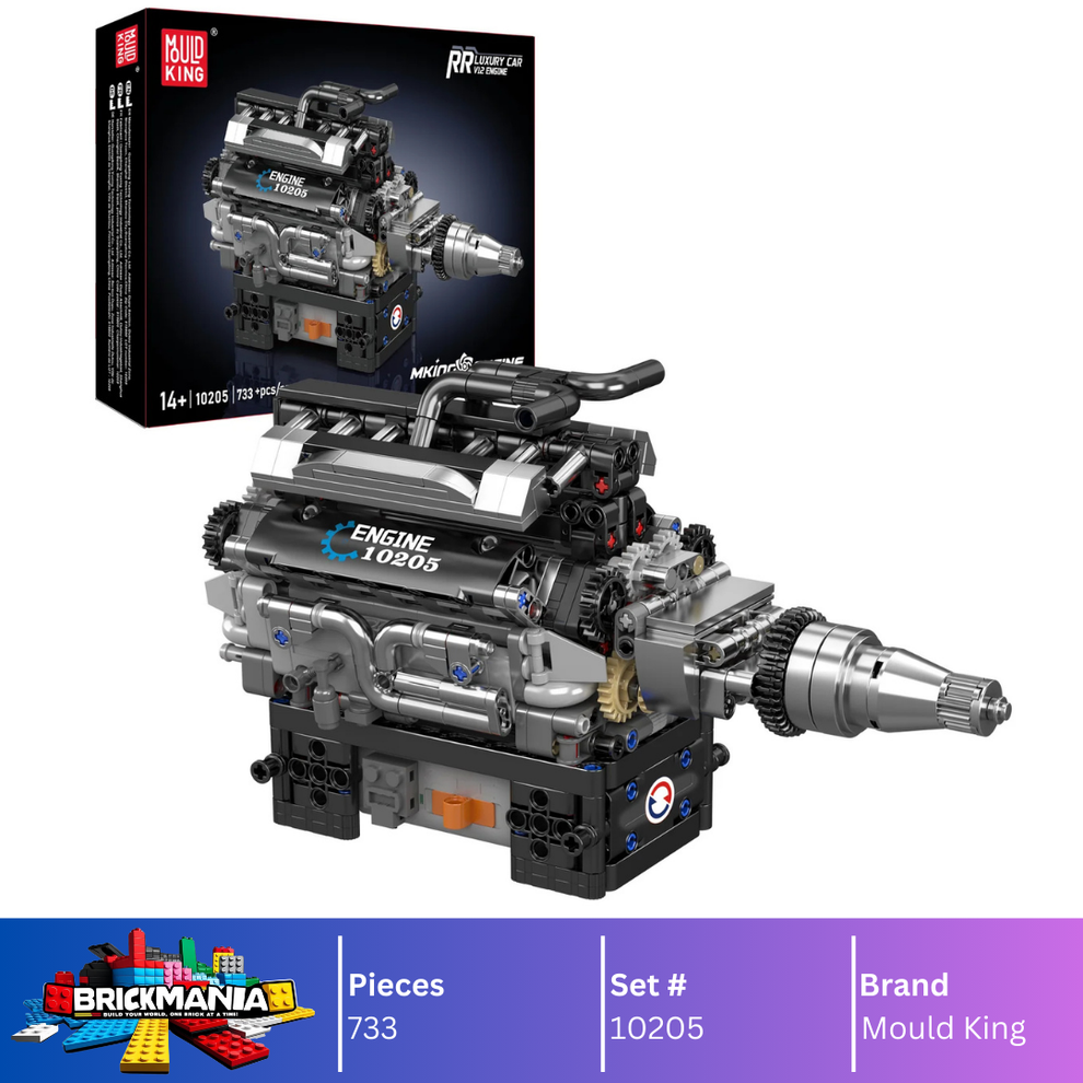 Mould King 10205 Kit Motore V12 In Blocchi - 733 Pezzi, Funzionante Con Motori Elettrici, Modello Da Costruzione Per Adulti - 5