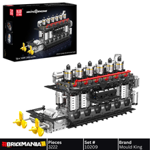Mould King 10209 Motorized Inline 6-Cylinder Aircraft Carrier Building Toy Set | 3222 PCS