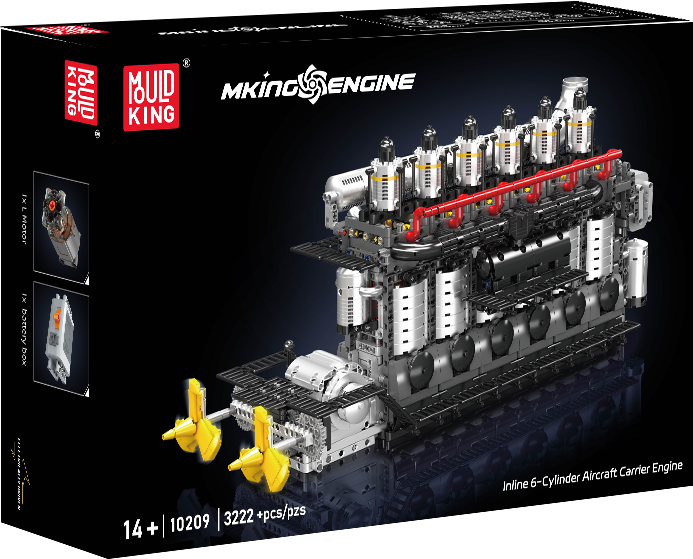 Mould King 10209 Motorized Inline 6-Cylinder Aircraft Carrier Building Toy Set | 3222 PCS