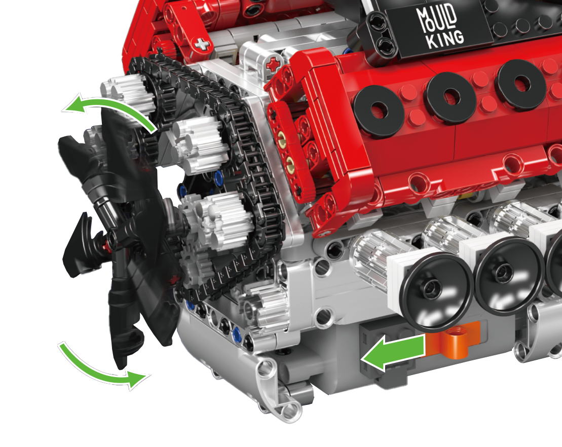 Mould King 10210 Motorized V12 Naturally Aspirated Engine Building Toy Set | 1366 PCS