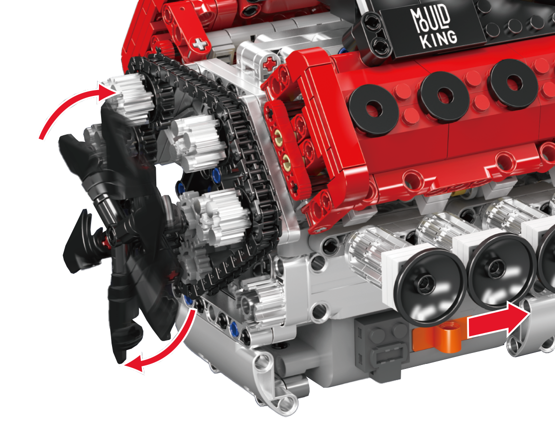 Mould King 10210 Motorized V12 Naturally Aspirated Engine Building Toy Set | 1366 PCS