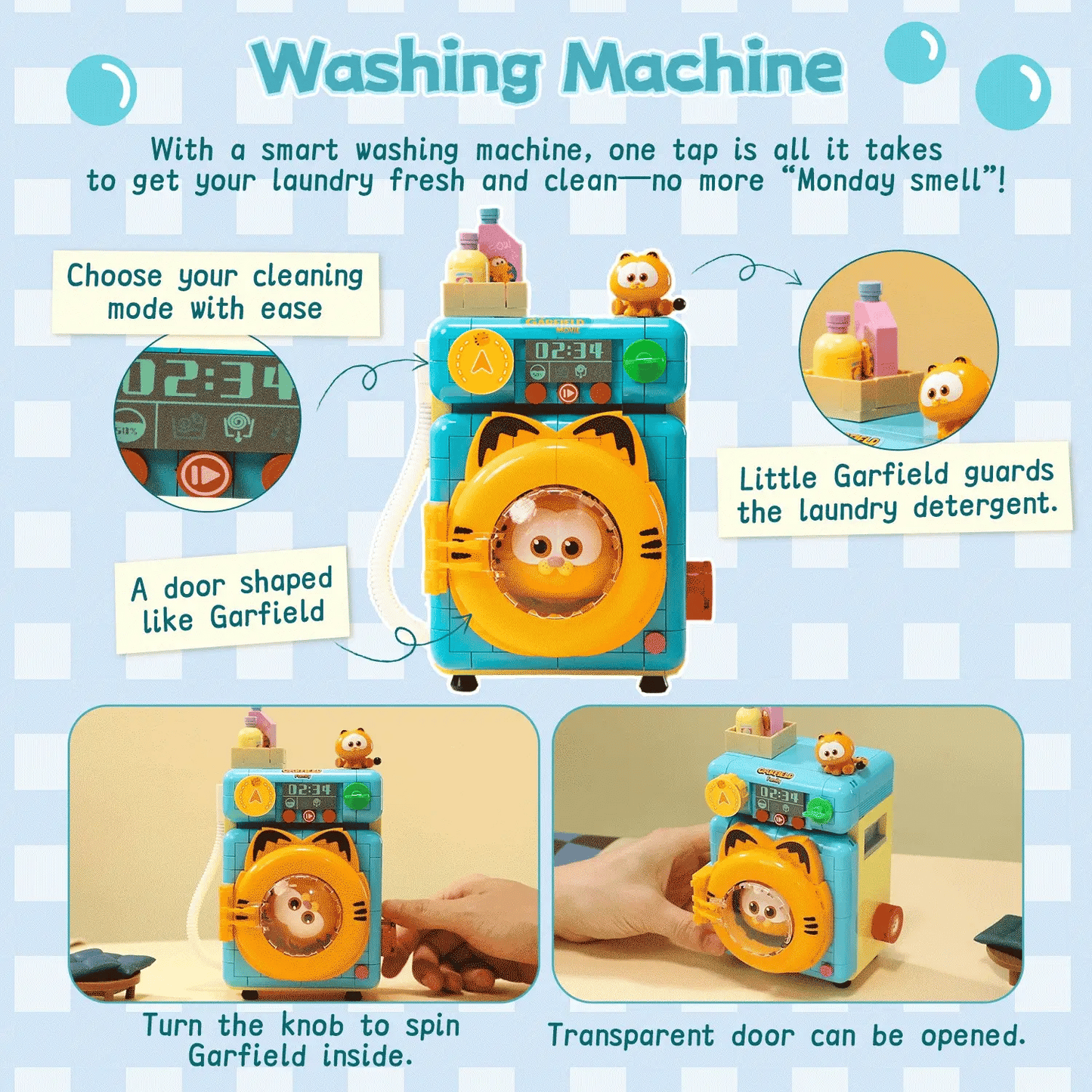 Pantasy 86821 Garfield Washing Machine Building Toy Set | 300 PCS
