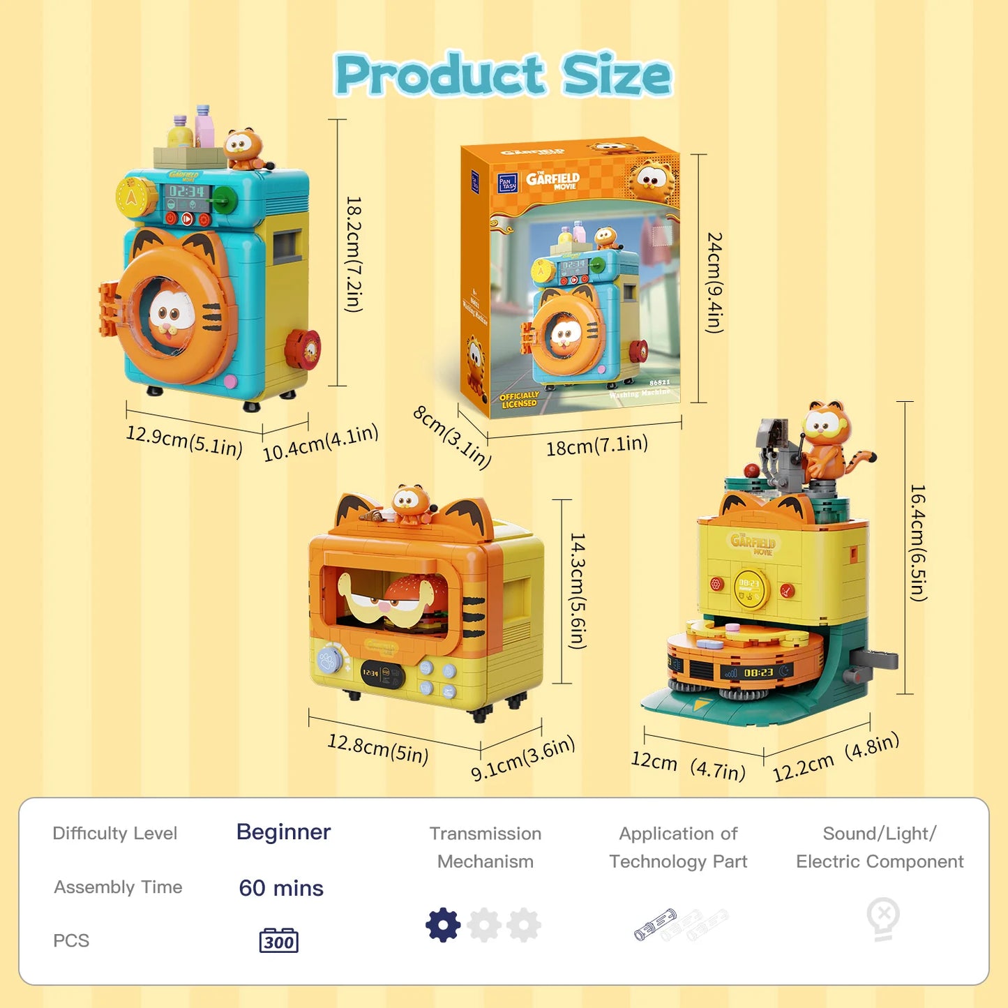 Pantasy 86821 Garfield Washing Machine Building Toy Set | 300 PCS