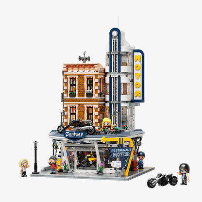 Pantasy 85024 Modular Building Motorcycle Restaurant Building Toy Set | 3034 PCS