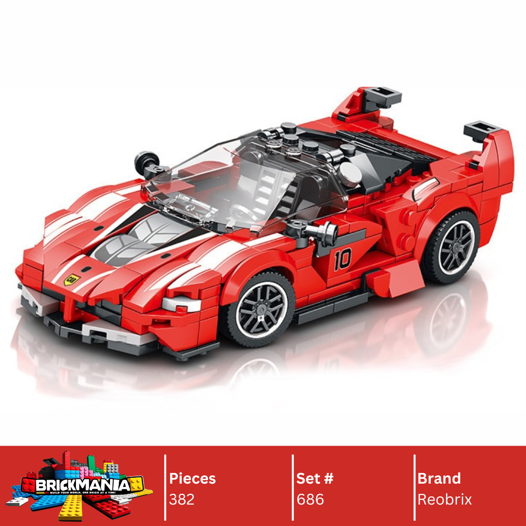 Reobrix 686 Red Ferrari FXX-K V2 Building Toy Set | 382 PCS