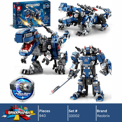 Reobrix 33002 Tyrannosaurus Rex 3 in 1 Building Toy Set | 940 PCS