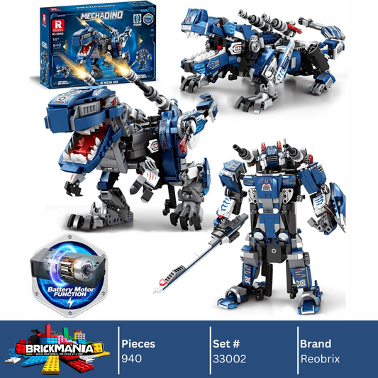 Reobrix 33002 Tyrannosaurus Rex 3 in 1 Building Toy Set | 940 PCS