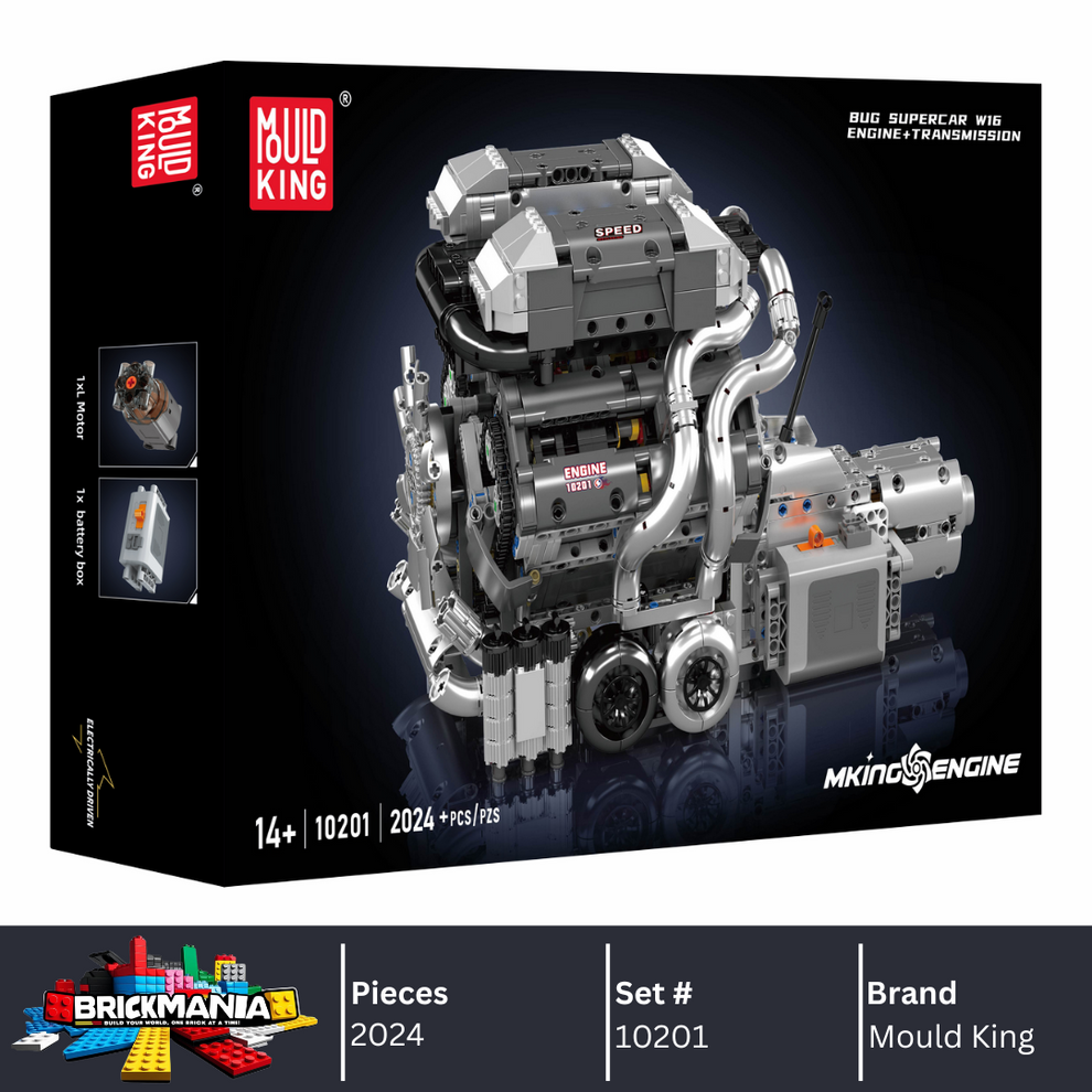Mould King 10201 Motorised Hypercar W16 Engine & Gearbox Building Set ...