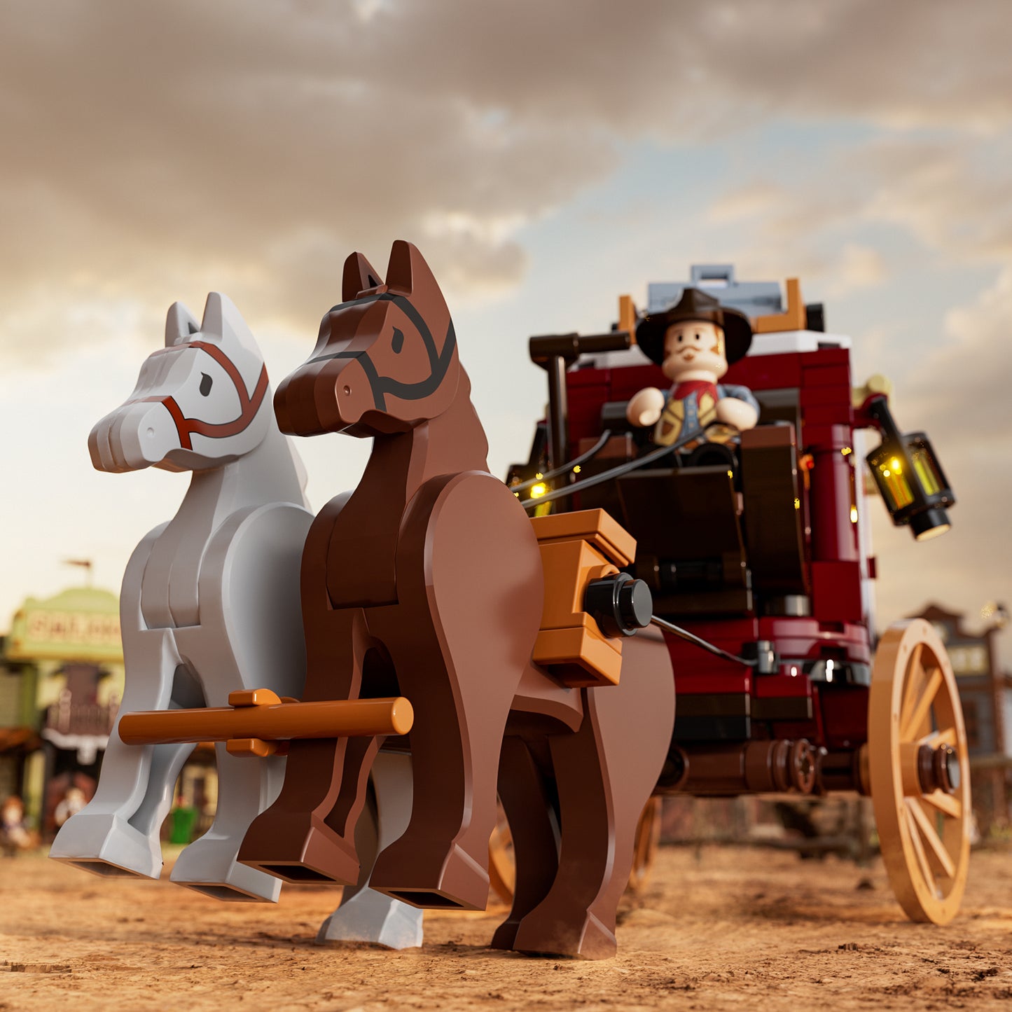 Lumibricks F9052 Western Stagecoach Building Toy Set | 293 PCS