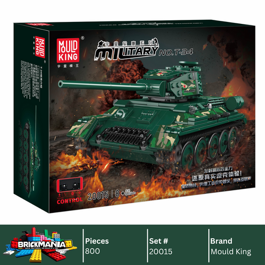 Mould King 20015 Soviet T-34 Tank Building Toy Set | 800 PCS