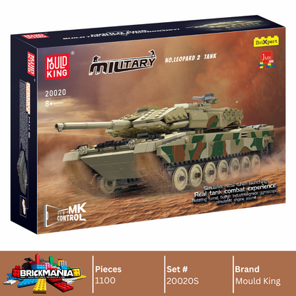 Mould King 20020S Remote Controlled LEOPARD 2 Tank Building Toy Set | 1,100 Pcs