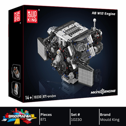 Mould King 10230 W12 Twin Turbo Engine Model Building Toy Set | 871 PCS