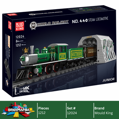 Mould King 12024 Train 4-4-0 Steam Locomotive Building Toy Set | 1212 PCS
