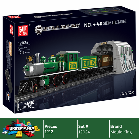 Mould King 12024 Train 4-4-0 Steam Locomotive Building Toy Set | 1212 PCS