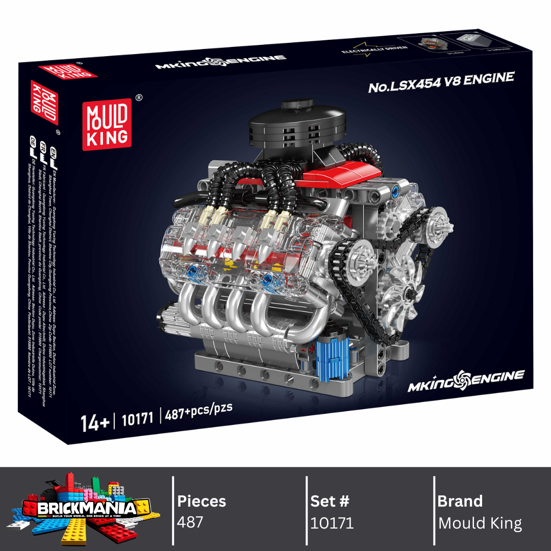 Mould King 10171 Chevy LSX454 Motorized V8 Engine Building Toy Set | 487 PCS