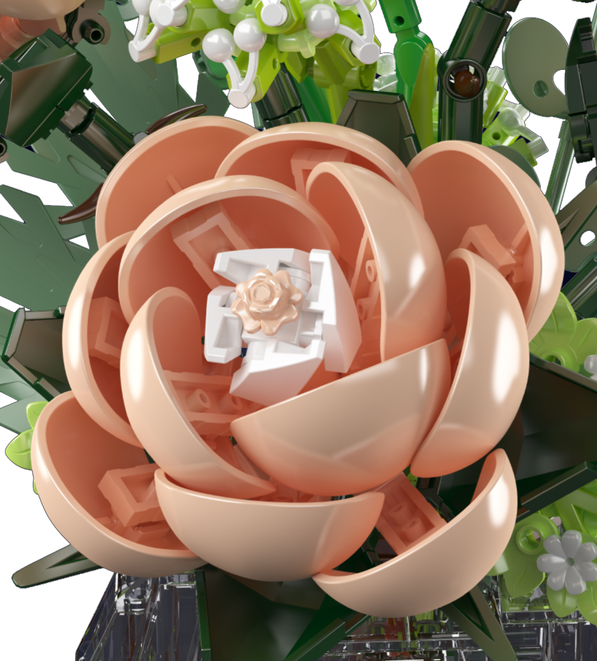 Mould King 24109 White Rose Flower Bouquet Building Toy Set | 981 PCS