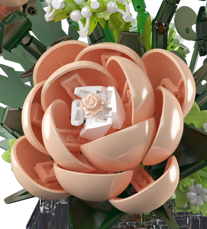 Mould King 24109 White Rose Flower Bouquet Building Toy Set | 981 PCS