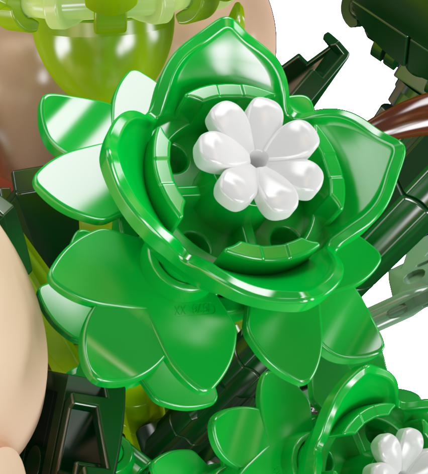 Mould King 24109 White Rose Flower Bouquet Building Toy Set | 981 PCS